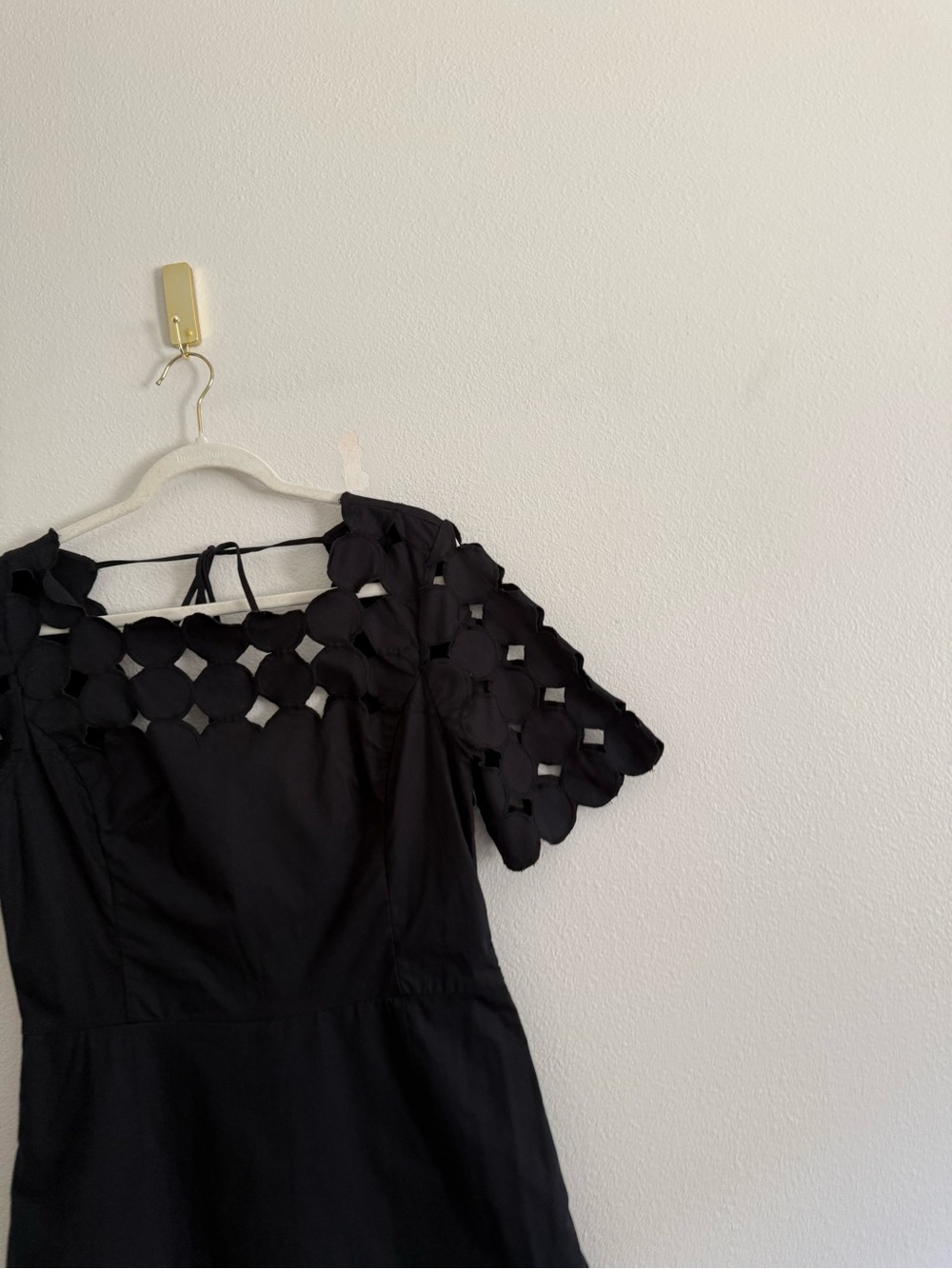 Anthropologie Cutwork Mini Shift Dress in black women’s Sz 12 NWT - Picture 6 of 10